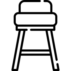 Minimalist line icon of a salon chair for professional beauty salon equipment.