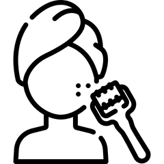 Line icon of facial treatment with dermaroller, face care and skin rejuvenation