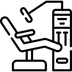 line icon of a professional beauty salon treatment chair and equipment