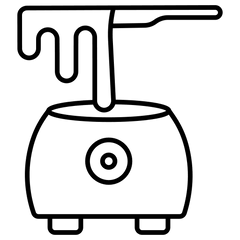 Line art of a wax heater for depilation with melting wax and applicator stick
