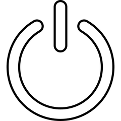 Black power button symbol, minimalistic design, electronics icon