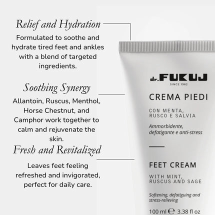 DR.FUKUJ pėdų kremas su gaivinama formule – intensyvus drėkinimas pedikiūro salonams, 100ml
