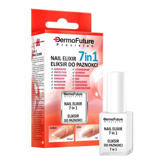 DERMOFUTURE 7 IN 1 nagų stipriklis 9ml – profesionalus 7 veikimo formulės nagų stiprinimo preparatas salonams