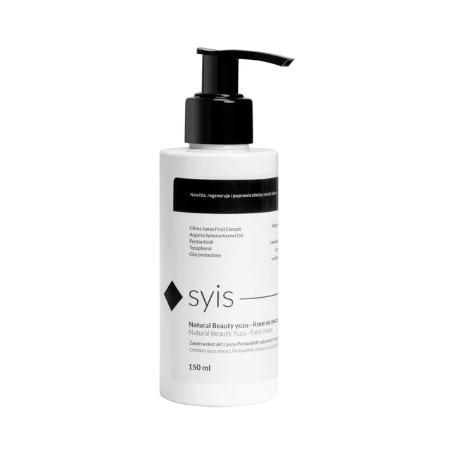 SYIS Natural Beauty drėkinamasis veido kremas su yuzu ekstraktu 150 ml – kosmetika drėkinimui ir veido priežiūrai
