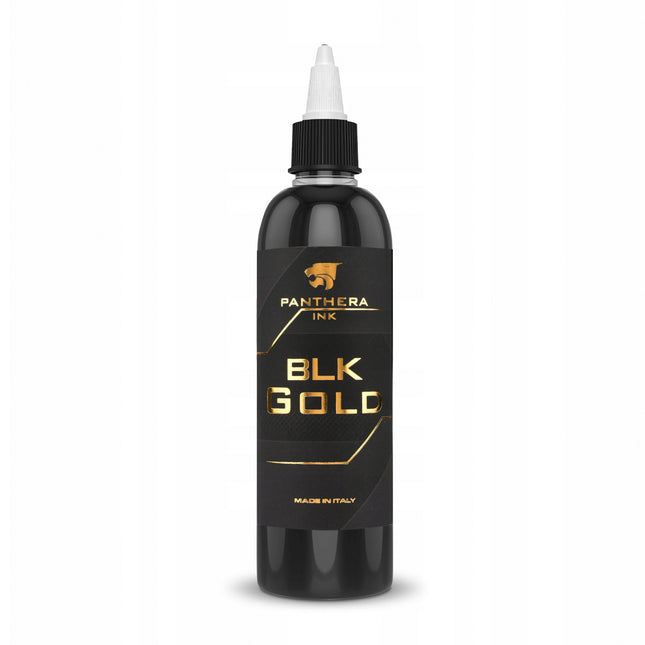 PANTHERA BLACK GOLD tatuiruočių dažai 150 ml – profesionalūs juodi dažai REACH 2022, be izopropanolio, jautriai odai