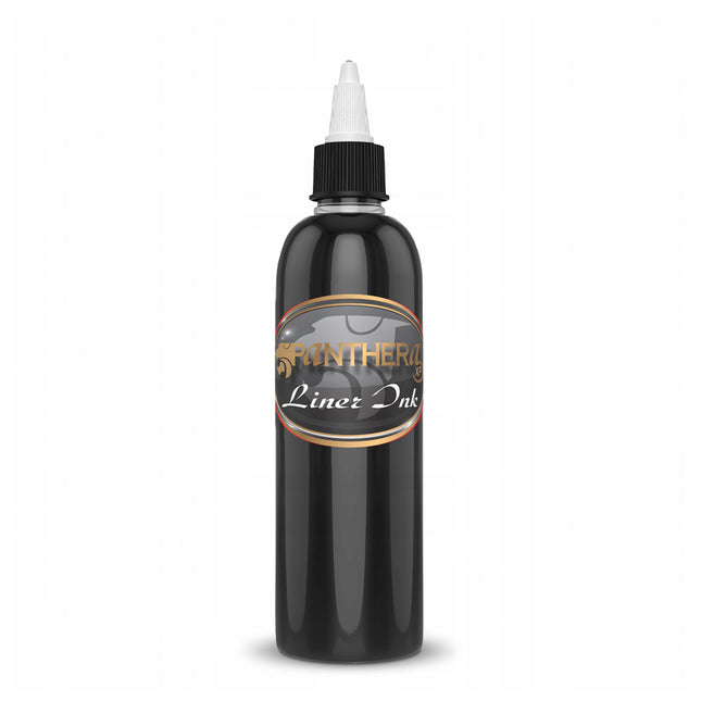PANTHERA BLACK LINER profesionalūs tatuiruočių dažai linijoms 150 ml – tikslūs kontūrai, intensyvi spalva, ES standartas