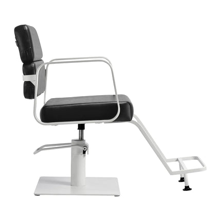 GABBIANO PORTO juoda salonų kėdė su baltu rėmu – ergonomiški kirpyklos baldai kasdieniam naudojimui