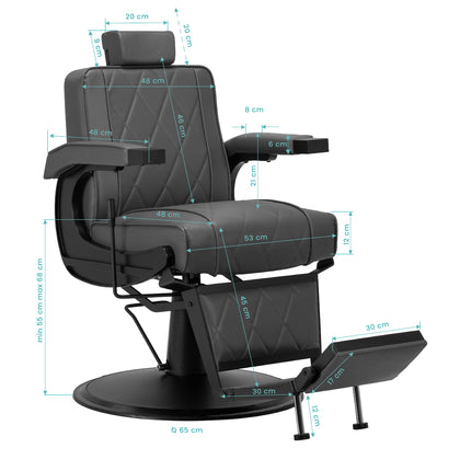 HAIR SYSTEM BM88066B profesionali barberio kėdė – 360° pasukimo funkcija patogiam darbui salone