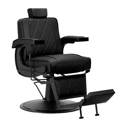 Hair System BM88066B barberio kėdė juoda su juodu rėmu – profesionali kirpyklos kėdė klientų aptarnavimui