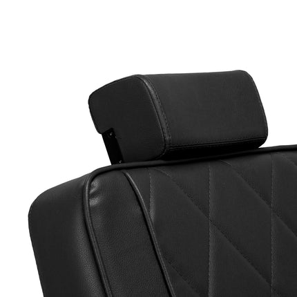 Hair System BM88066B juoda kėdė – tvirtas kirpyklos baldas su juodu metaliniu rėmu