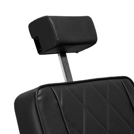 Profesionali kirpyklos kėdė Hair System – juoda barberio kėdė salonams su dideliu lankytojų srautu