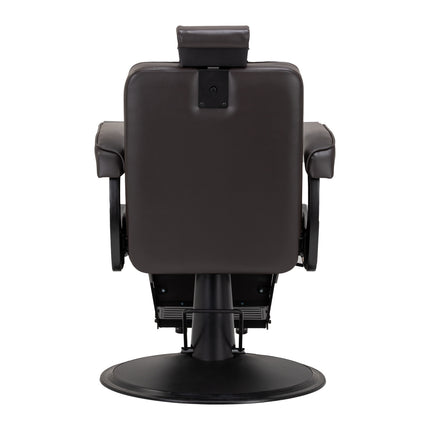 HAIR SYSTEM rudos spalvos barberio kėdė juodu metalinis rėmas ergonomiškas dizainas