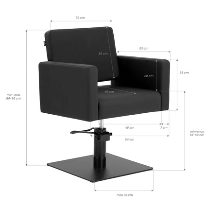 GABBIANO kirpyklos kėdė VITORIA juodos spalvos – funkcionalus ir ergonomiškas baldas profesionaliam salonui