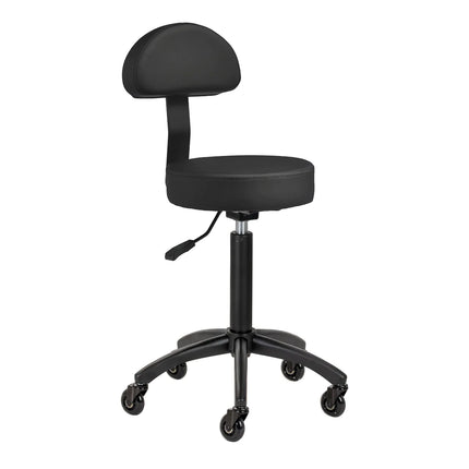 GABBIANO D026 juoda ergonomiška meistro kėdė grožio salonui – profesionali darbo kėdė ilgoms pamainoms