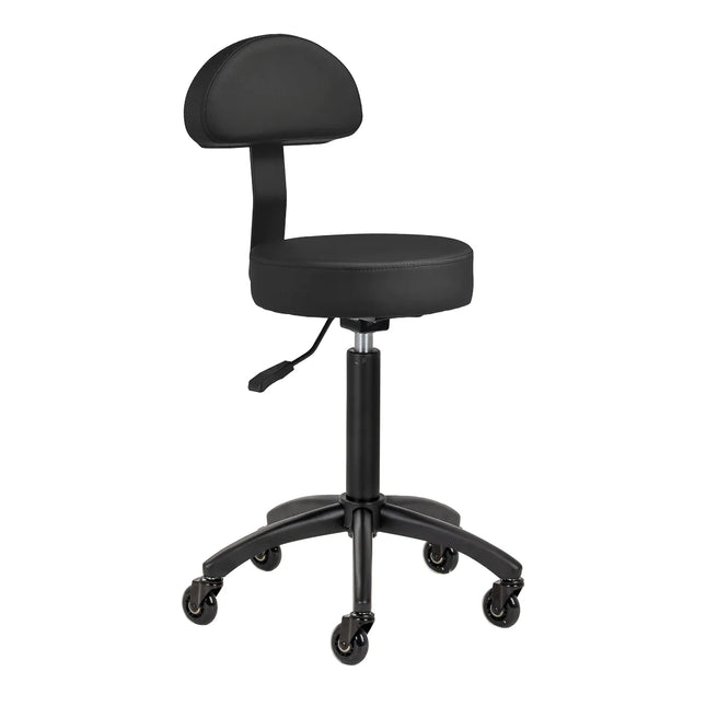 GABBIANO D026 juoda ergonomiška meistro kėdė grožio salonui – profesionali darbo kėdė ilgoms pamainoms
