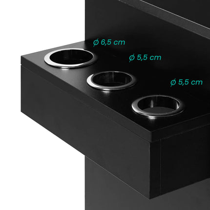 Kirpyklos darbo vietos organizavimas su GABBIANO TOTEM BLACK juodu stendu