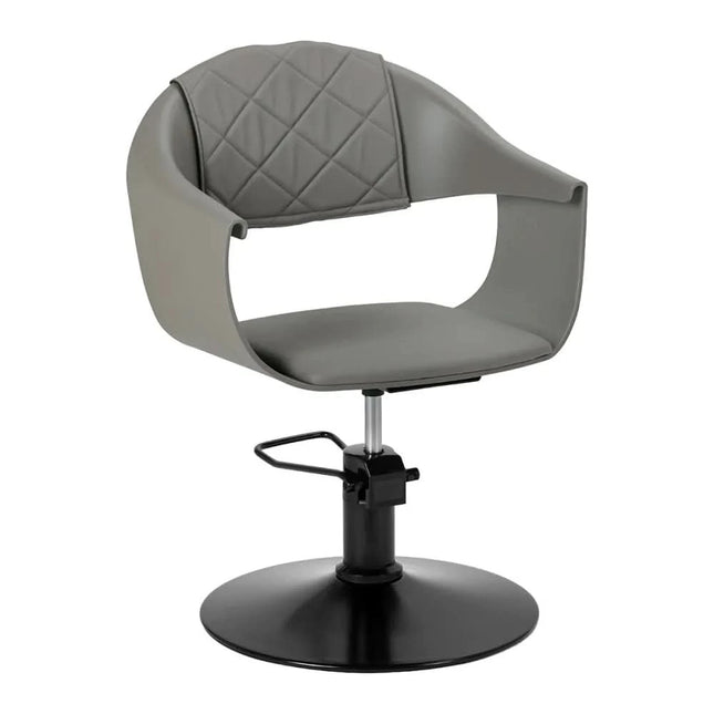 HAIR SYSTEM Halo Noir kirpyklos kėdė pilka hidraulinė – ergonomiška barberių ir kirpėjų kėdė