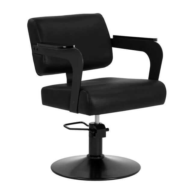Kirpyklos kėdė hidraulinė HAIR SYSTEM Jet Noir juoda – profesionali baldai grožio salonui