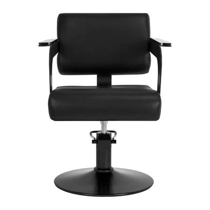 HAIR SYSTEM Jet Noir hidraulinė kėdė barbershopui – ergonomiška juoda kirpėjo kėdė