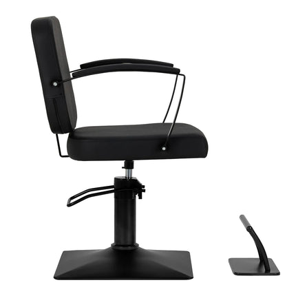 Edge Noir kirpyklos kėdė su atskiru pakoju – ergonomiški baldai profesionalioms kirpykloms