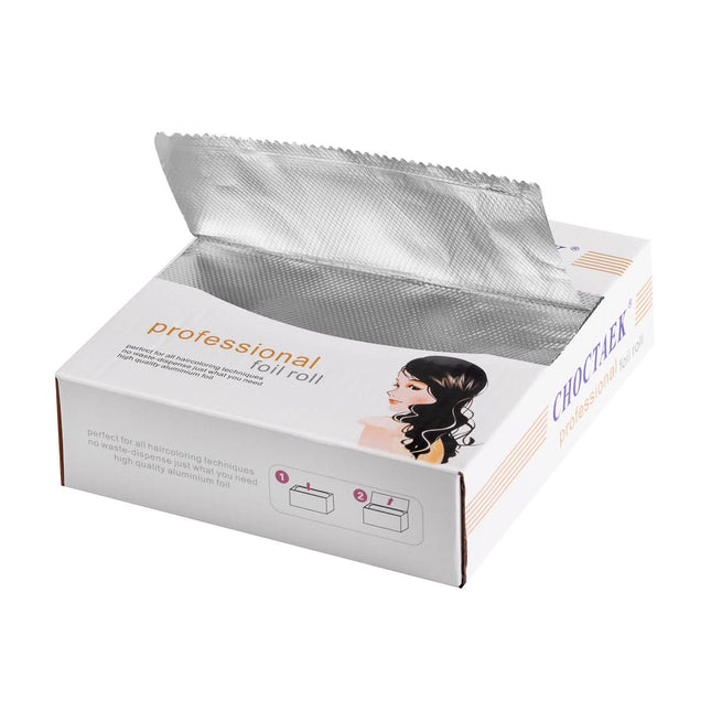 ACTIVESHOP aliumininė gofruota kirpyklinė folija lapeliais 12,7×27,3 cm 200 vnt. plaukų dažymui ir šviesinimui