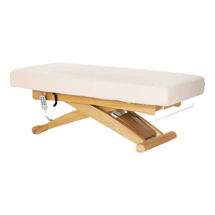 SILLON Siesta SPA elektrinis gultas rudos bazės ir smėlio apmušalo derinys grožio salonui