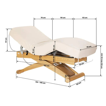 SILLON Siesta SPA 3 variklių elektrinis gultas smėlio spalvos – funkcionalus ir elegantiškas salono baldas
