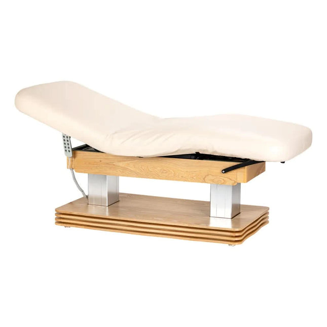 SILLON Comfort SPA elektrinis masažo gultas 4 variklių, smėlio spalvos su rudu pagrindu – profesionalus SPA baldas