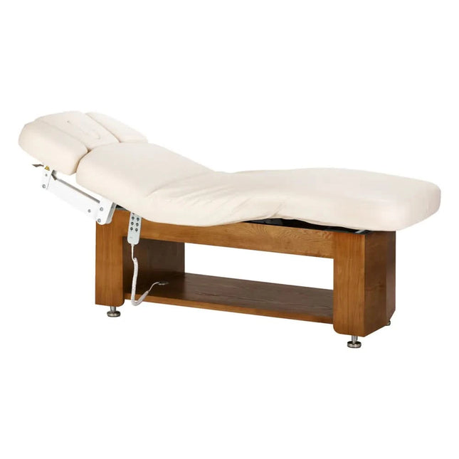 SILLON Leisure Premium SPA elektrinis masažo gultas 3 variklių, smėlio spalvos – profesionalus SPA baldas salonams