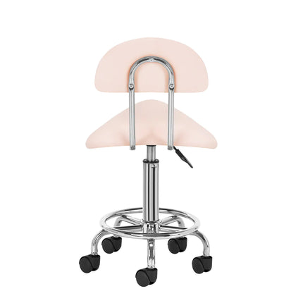 BeautyKit 6001 kėdė kosmetologui – rožinė, sėdynės aukštis reguliuojamas nuo 49 iki 62 cm