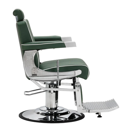 Žalia hidraulinė kėdė GABBIANO VISIONERIO barberių salonams su reguliuojamu aukščiu
