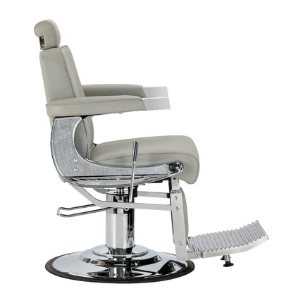 GABBIANO VISIONERIO pilka barberio kėdė – ergonomiška konstrukcija profesionaliems barberių salonams