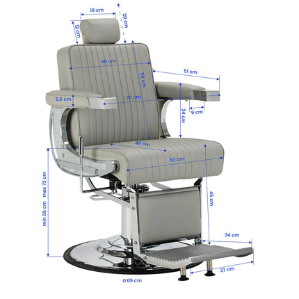 GABBIANO VISIONERIO kirpyklos kėdė pilka – ergonomiška formos linija ir solidi apkrovos ištvermė