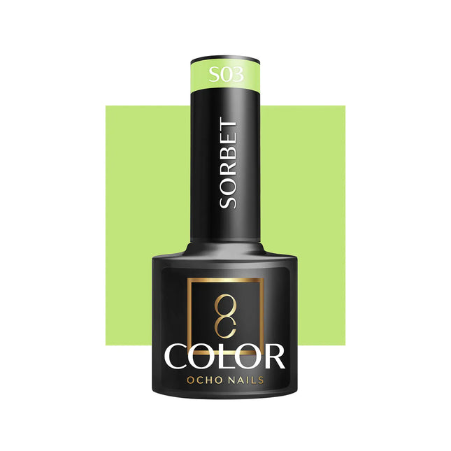 OCHO NAILS hibridinis nagų lakas Sorbet S03 5g – profesionalus manikiūro ir pedikiūro lakas nagų stilistams