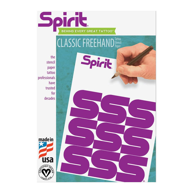 SPIRIT Classic Freehand kalkinis popierius tatuiruotėms 100 lapų – profesionalus perdavimo popierius eskizams