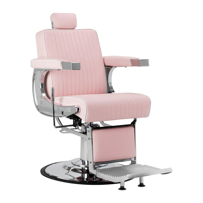 GABBIANO VISIONERIO rožinė barberio kėdė profesionaliai kirpyklai – stilinga ir ergonomiška