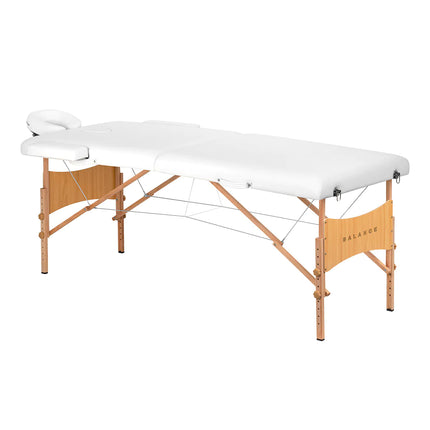 BALANCE LUX sulankstomas masažo stalas 2 segmentų, 190×70 cm, baltas – profesionalus masažuotojo baldas