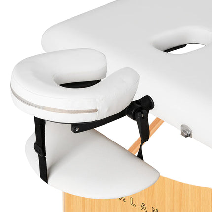 BALANCE LUX baltas masažo stalas 2 segmentai – ergonomiška konstrukcija masažuotojui