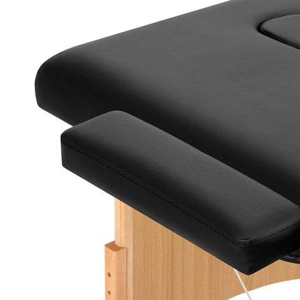 Trijų segmentų BALANCE LUX masažo stalas sulankstomas juodas 190×70 cm lengvai transportuojamas