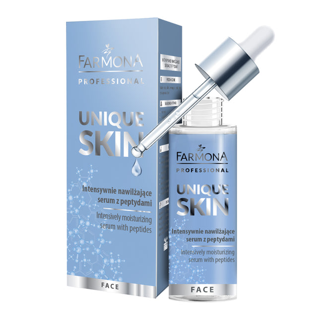FARMONA UNIQUE SKIN intensyviai drėkinantis serumas su peptidais 30 ml – koncentruotas drėkinimo sprendimas jautriai odai
