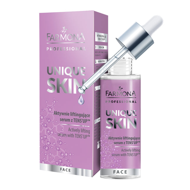 FARMONA UNIQUE SKIN stangrinantis veido serumas 30 ml su niacinamidu – profesionalus preparatas brandžiai ir sausai odai