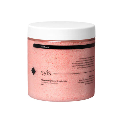 SYIS Pink Balance rožinė pėdų vonelės druska su magniu 600 g – profesionali pedikiūro kosmetika