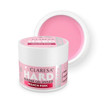 CLARESA HARD&EASY statybinis nagų gelis FRENCH PINK 12g – profesionalus manikiūro gelis šviesiai rožine spalva