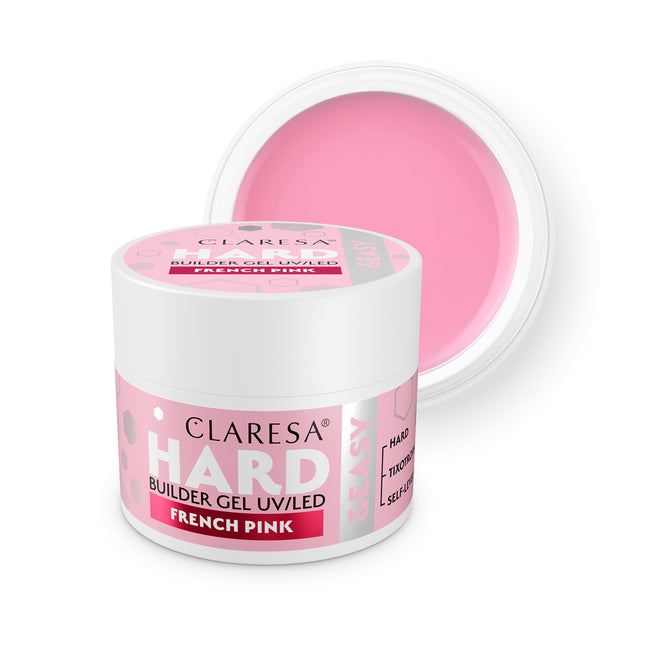 CLARESA HARD&EASY statybinis nagų gelis FRENCH PINK 45g – profesionalus manikiūro gelis nagų architektūrai