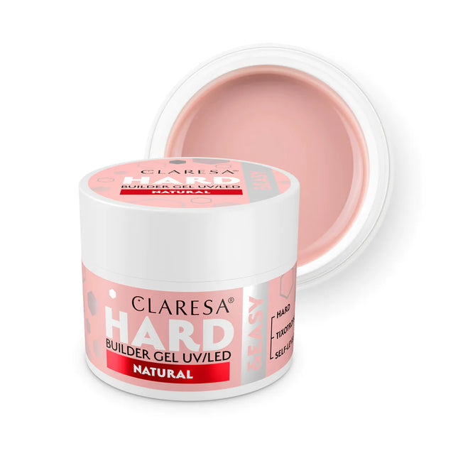 CLARESA HARD&EASY statybinis nagų gelis NATURAL 45g – profesionalus builder gelis nagų modeliavimui salone
