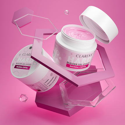 CLARESA PANNA COTTA statybinis gelis nagų prailginimui – puiki kontrolė darbo metu, 12g profesionali pakuotė
