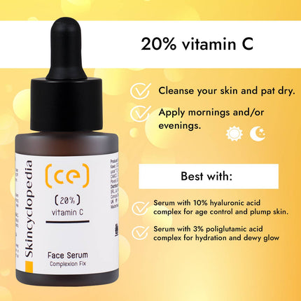 Skincyclopedia 20% vitamino C serumas – efektyvi anti-aging priemonė su matomais rezultatais po pirmų procedūrų