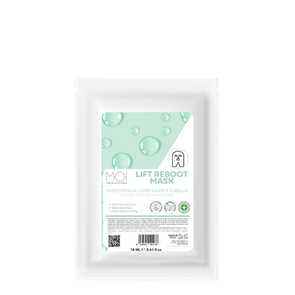 MOI Skincare Lift Reboot lakštinė veido kaukė – stangrinanti su alijošiumi, hialurono rūgštimi ir botaniniais ekstraktais, 18 ml