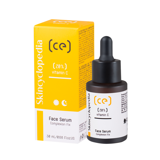 Skincyclopedia veido serumas su 20% vitaminu C 30ml – intensyviai šviesinantis ir atjauninantis veido serumas profesionaliam naudojimui