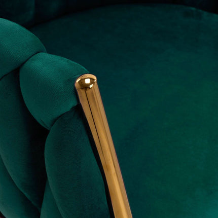 4RICO QS-GW06G elegantiška kėdė grožio salonui žalias aksomas ergonomiška konstrukcija